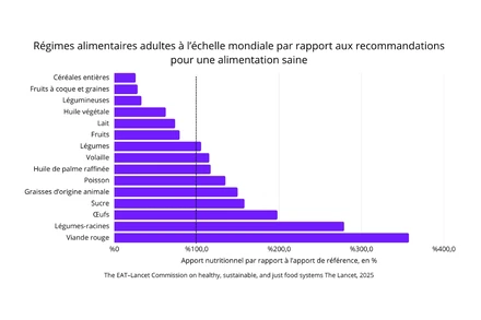 Régimes alimentaires adultes à l'échelle mondiale par rapport aux recommandations pour une alimentation saine