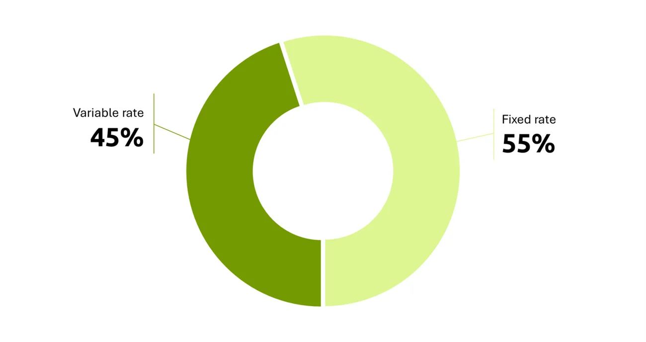 Breakdown by type of interest rate 2025